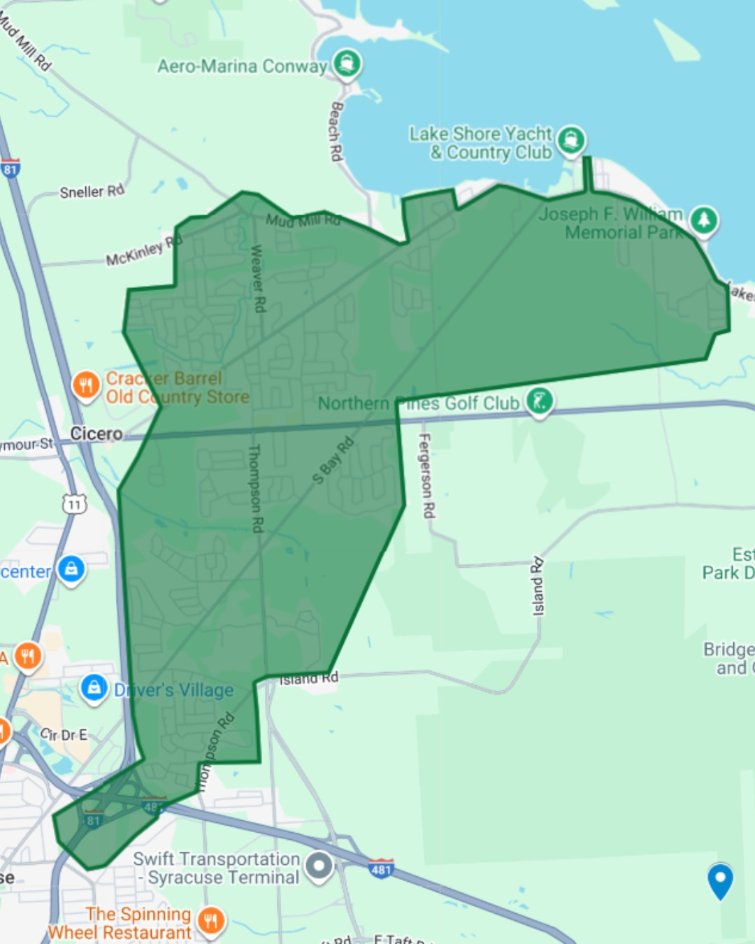 Cicero Snow Removal Service Area Map